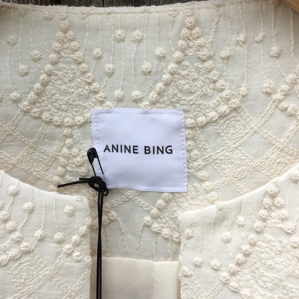 NWT Anine Bing Embroidered Open Jacket Cream XS - Picture 4 of 8